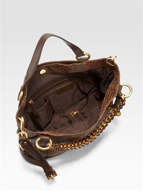 michael kors chelsea large shoulder tote python-embossed brown|Michael Kors Python Tote Large Bags & Handbags for Women.